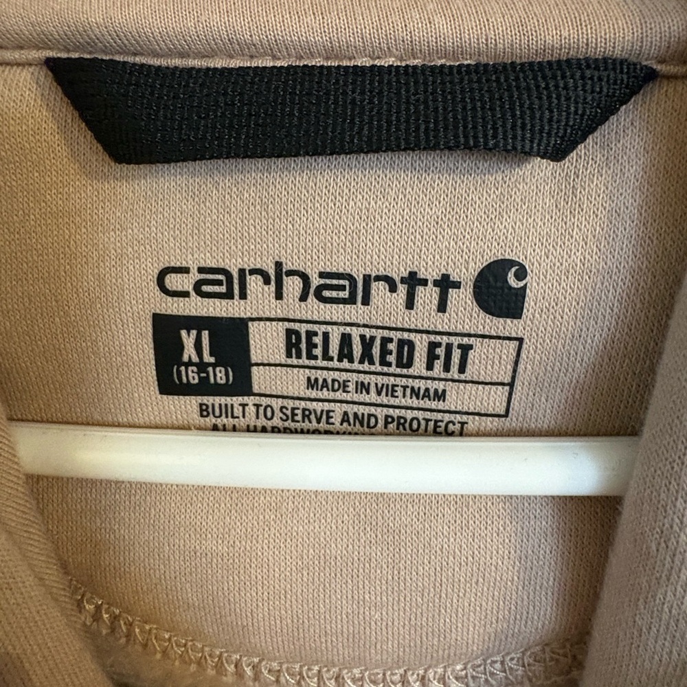 Carhartt Relaxed Fit Hoodie XL Beige Tan Graphic Back Worn Once - Picture 3 of 4